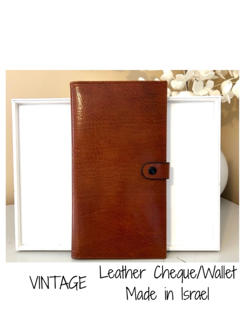 💥Price DROP!Vintage Leather Chequebook Wallet Made in Israel